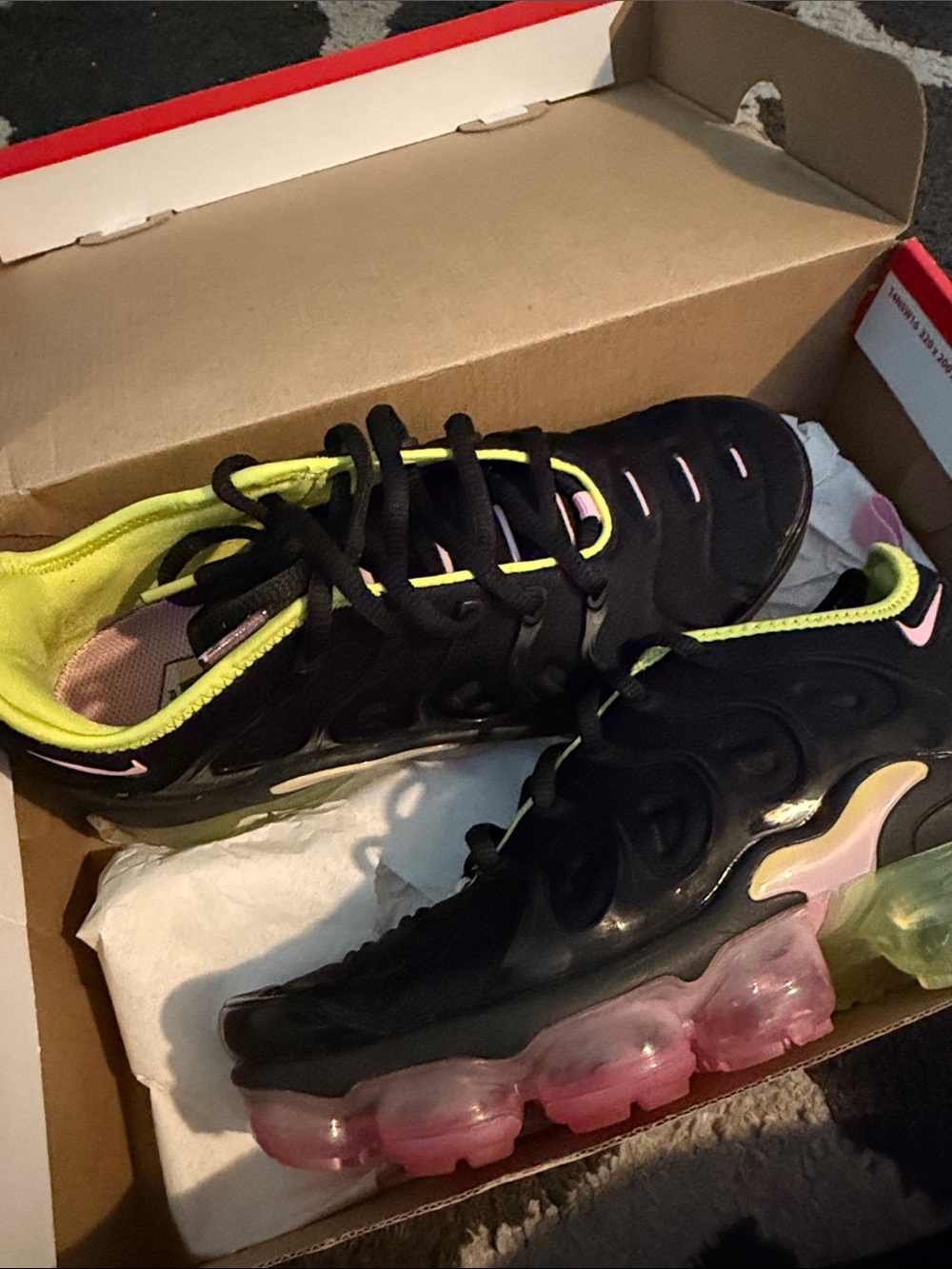 Kids Black and Pink Athletic Sneakers with Lime Accents